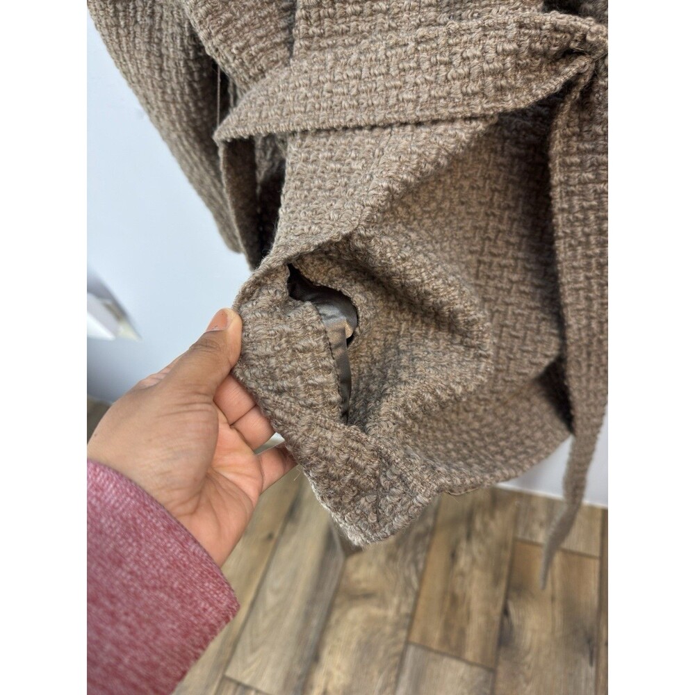 Women’s Calvin Klein Double Breasted Brown Wool Blend Belted Coat Size Small - Picture 9 of 16